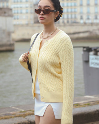 Classic Long Sleeve Cable Cardigan