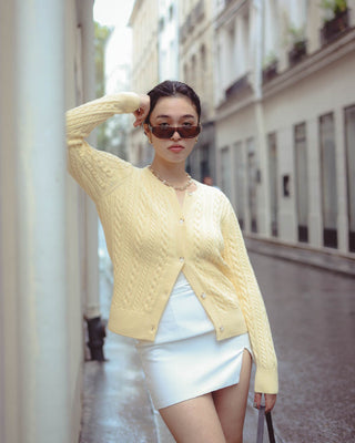 Classic Long Sleeve Cable Cardigan