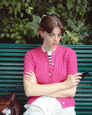 Classic Short Sleeve Cable Cardigan