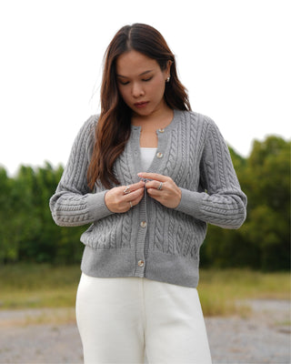 Classic Long Sleeve Cable Cardigan