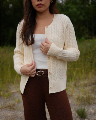 Classic Long Sleeve Cable Cardigan