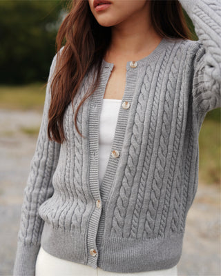 Classic Long Sleeve Cable Cardigan