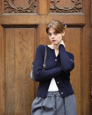 Classic Long Sleeve Cable Cardigan