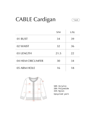 Classic Long Sleeve Cable Cardigan