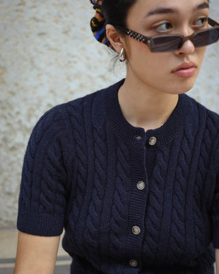 Classic Short Sleeve Cable Cardigan