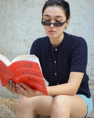 Classic Short Sleeve Cable Cardigan