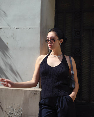 Classic Cable Halter Tank Top