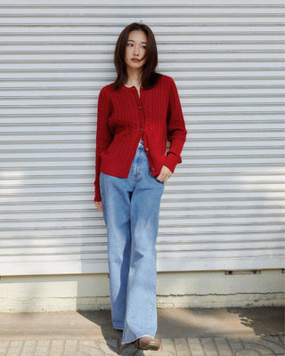 Classic Long Sleeve Cable Cardigan