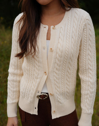 Classic Long Sleeve Cable Cardigan