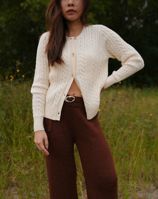 Classic Long Sleeve Cable Cardigan