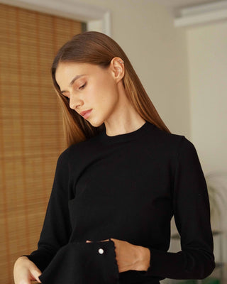 Basic knit PULL-OVER Long sleeve Top