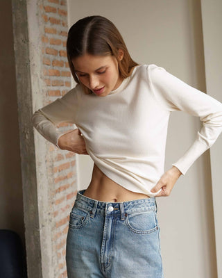 Basic knit PULL-OVER Long sleeve Top