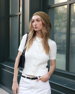 Classic Short Sleeve Cable Cardigan