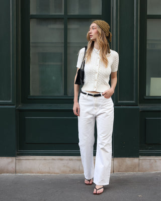 Classic Short Sleeve Cable Cardigan