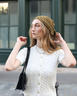 Classic Short Sleeve Cable Cardigan