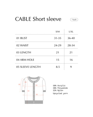 Classic Short Sleeve Cable Cardigan