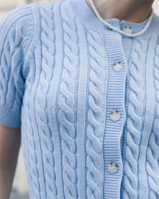 Classic Short Sleeve Cable Cardigan