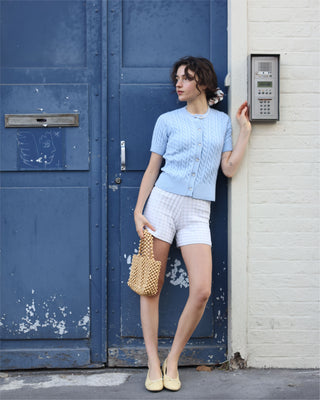 Classic Short Sleeve Cable Cardigan